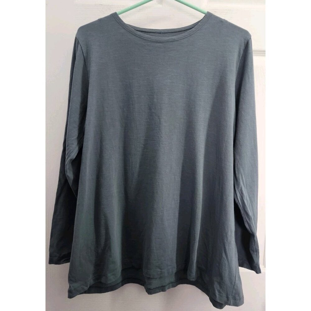 Gudrun Sjoden T Shirt Womens Large Gray Long Sleeve Organic Cotton Crew Neck